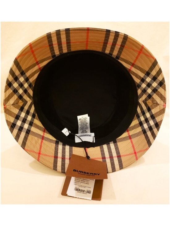 Burberry London Women\'s Bucket Hat Size-L Beige Burberry Check